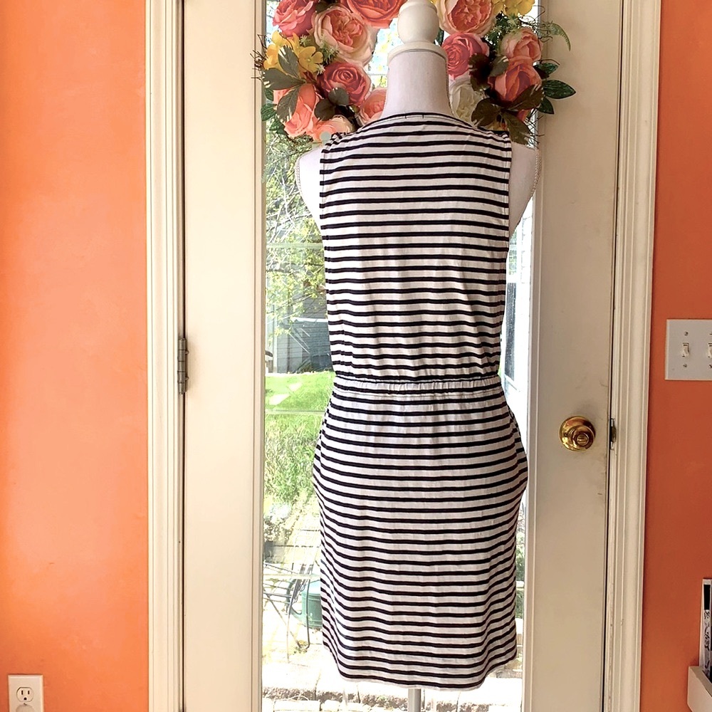J. Crew Tank Dress Blue/White Stripe Drawstring XS - Picture 4 of 7